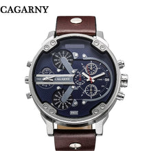 Laden Sie das Bild in den Galerie-Viewer, Cagarny Mens Watches Top Brand Luxury Black Leather Quartz Wrist Watch Men Sport Male Clock Man Military Relogio Masculino 6820