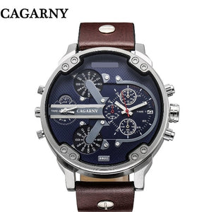 Cagarny Mens Watches Top Brand Luxury Black Leather Quartz Wrist Watch Men Sport Male Clock Man Military Relogio Masculino 6820