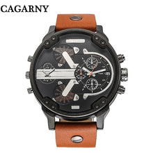 Laden Sie das Bild in den Galerie-Viewer, Cagarny Mens Watches Top Brand Luxury Black Leather Quartz Wrist Watch Men Sport Male Clock Man Military Relogio Masculino 6820