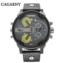 Laden Sie das Bild in den Galerie-Viewer, Cagarny Mens Watches Top Brand Luxury Black Leather Quartz Wrist Watch Men Sport Male Clock Man Military Relogio Masculino 6820