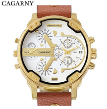 Laden Sie das Bild in den Galerie-Viewer, Cagarny Mens Watches Top Brand Luxury Black Leather Quartz Wrist Watch Men Sport Male Clock Man Military Relogio Masculino 6820