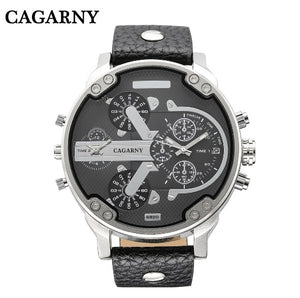 Cagarny Mens Watches Top Brand Luxury Black Leather Quartz Wrist Watch Men Sport Male Clock Man Military Relogio Masculino 6820